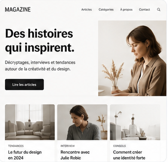 Aperçu de site ambiance éditorial / marque