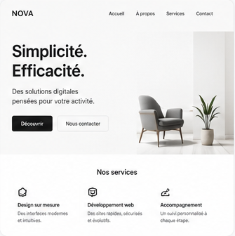 Aperçu de site ambiance minimaliste
