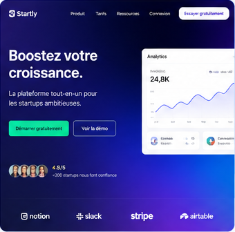 Aperçu de site ambiance moderne startup